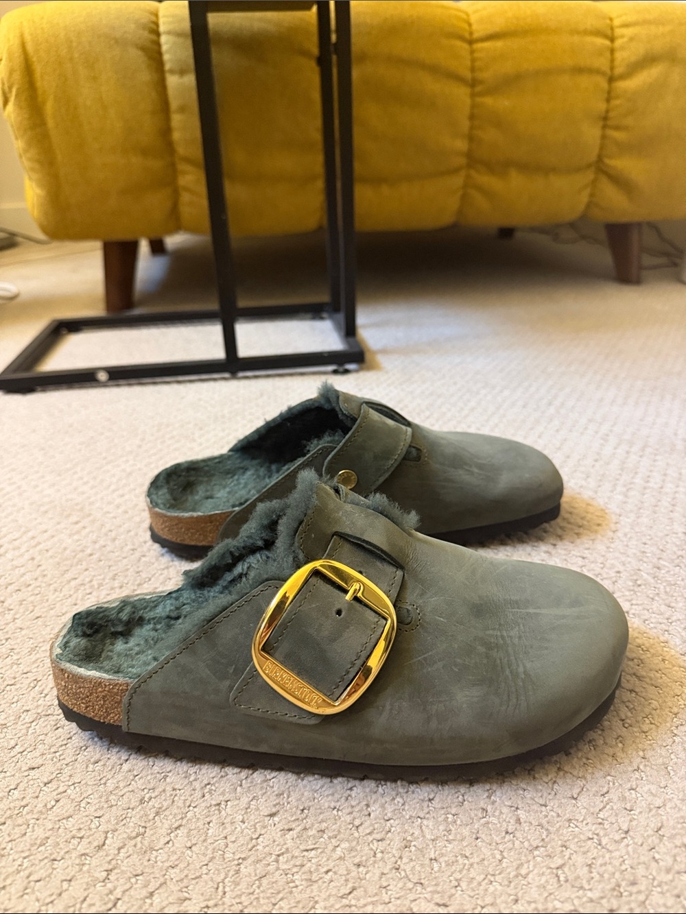 Boston Big Buckle Shearling Oiled Leather Thyme